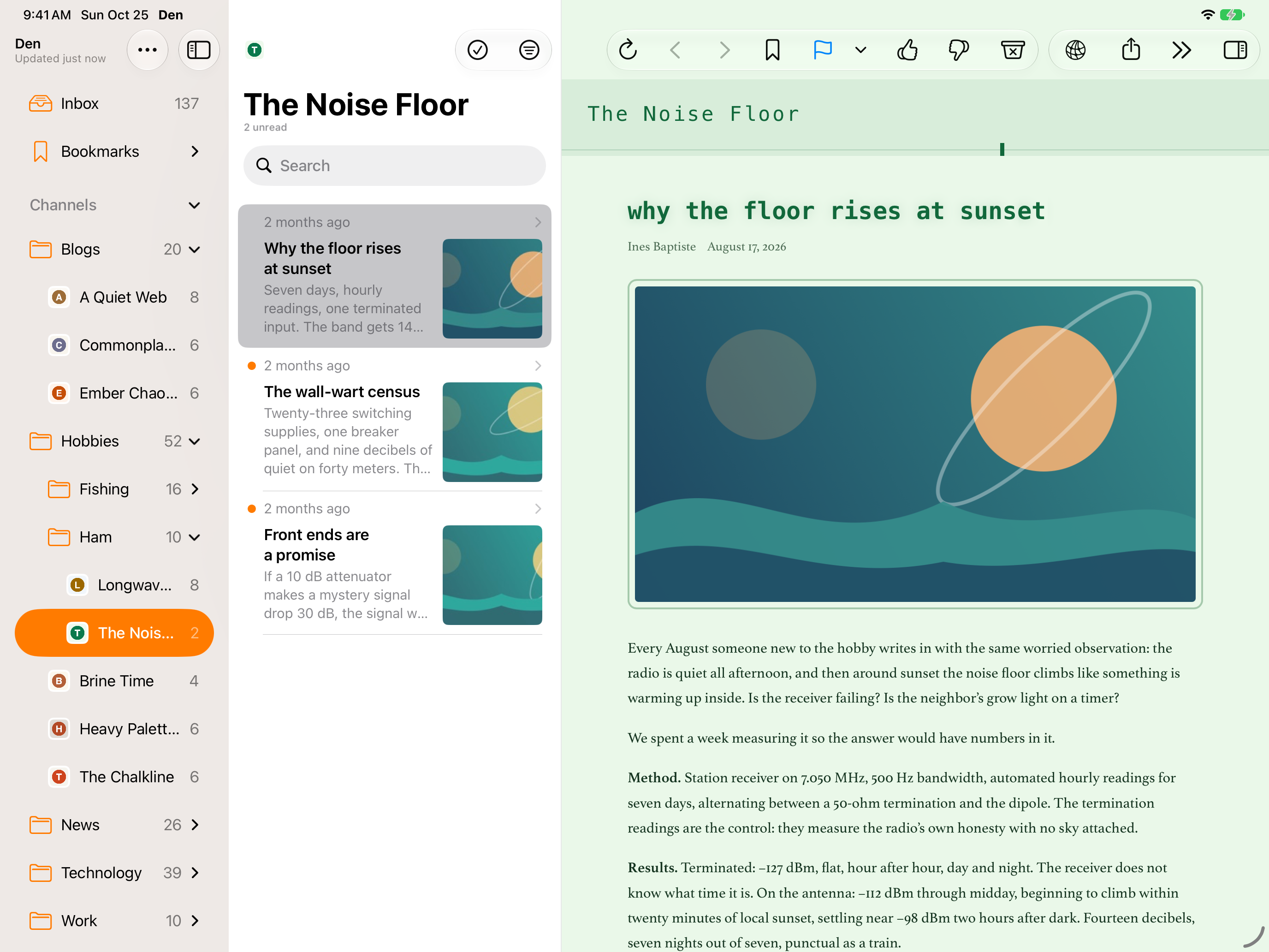 Webpage viewer mode in detail column with sidebar shown, inspector hidden. Light appearance.