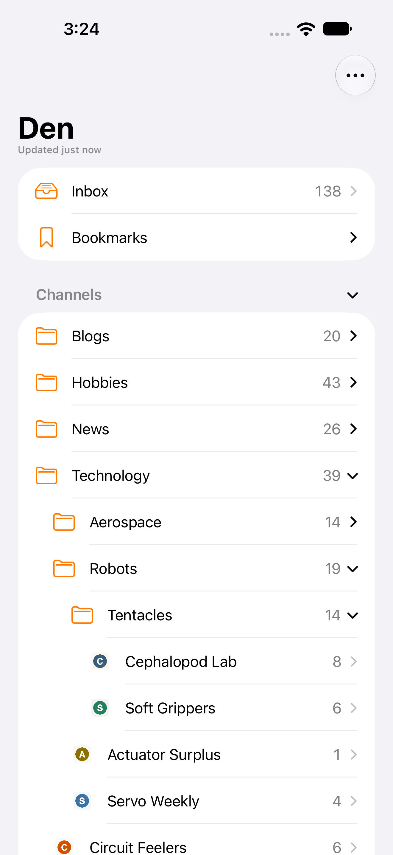 Sidebar view with some folders expanded. Light appearance.