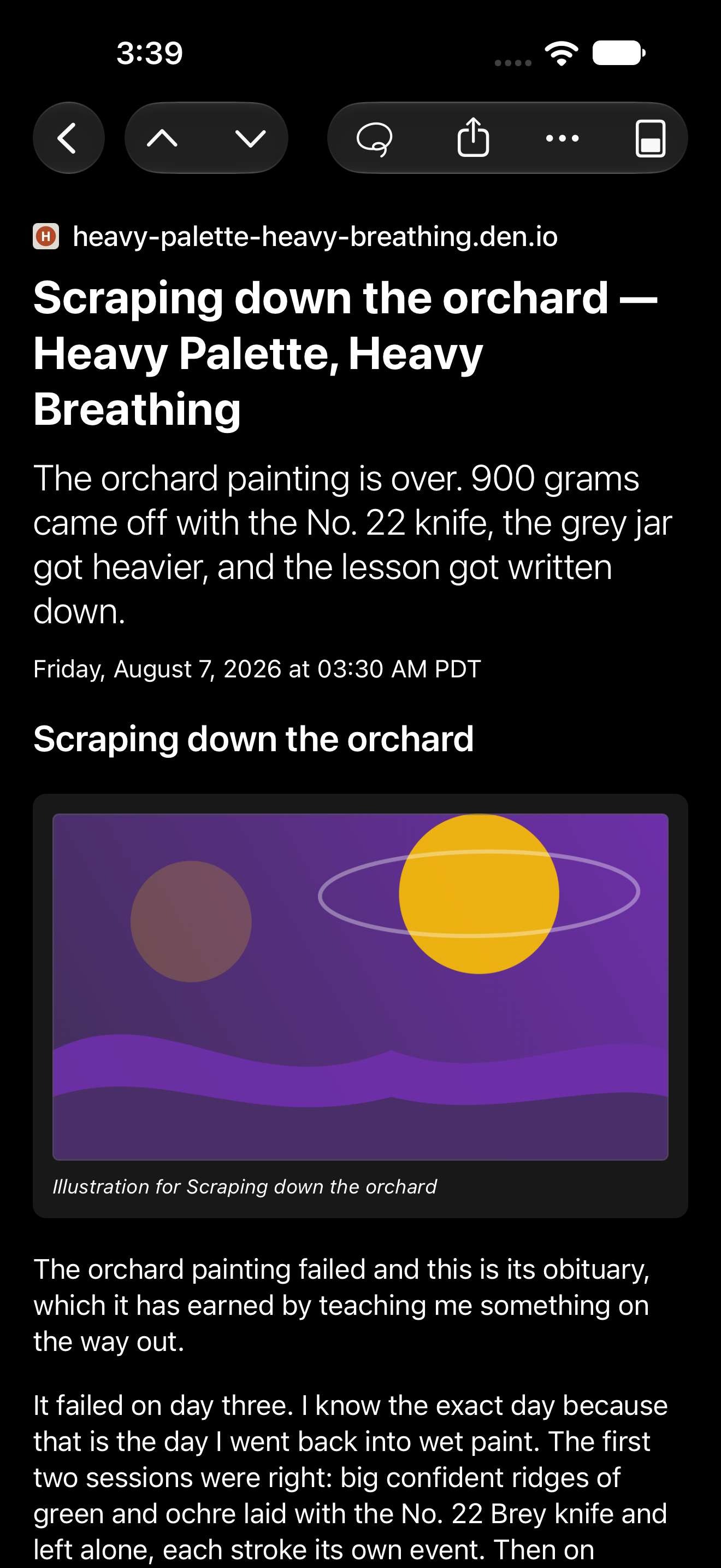 Detail with reader viewer mode. Dark appearance