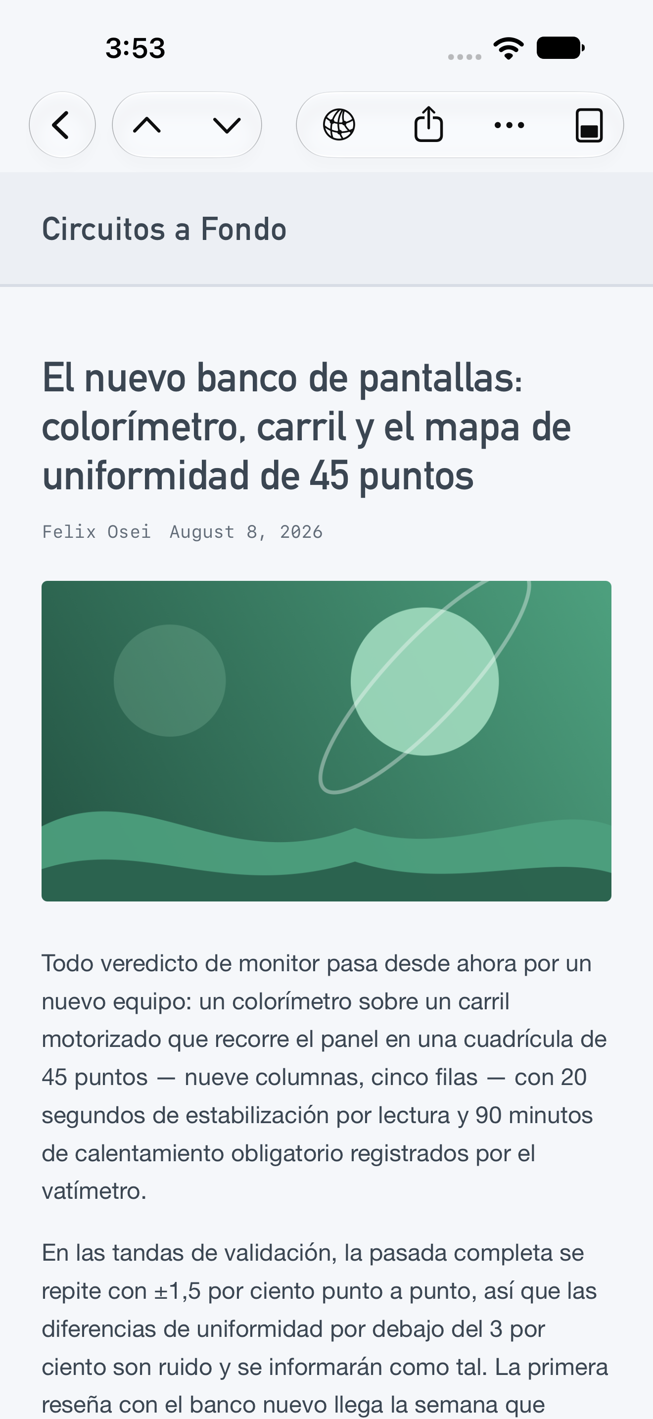 Detalle con el modo de visor web. Apariencia clara