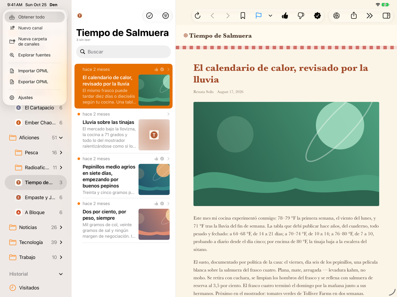 Menú Más de la barra de herramientas de la barra lateral abierto con Obtener todo como primera opción, sobre la barra lateral y la bandeja de entrada.