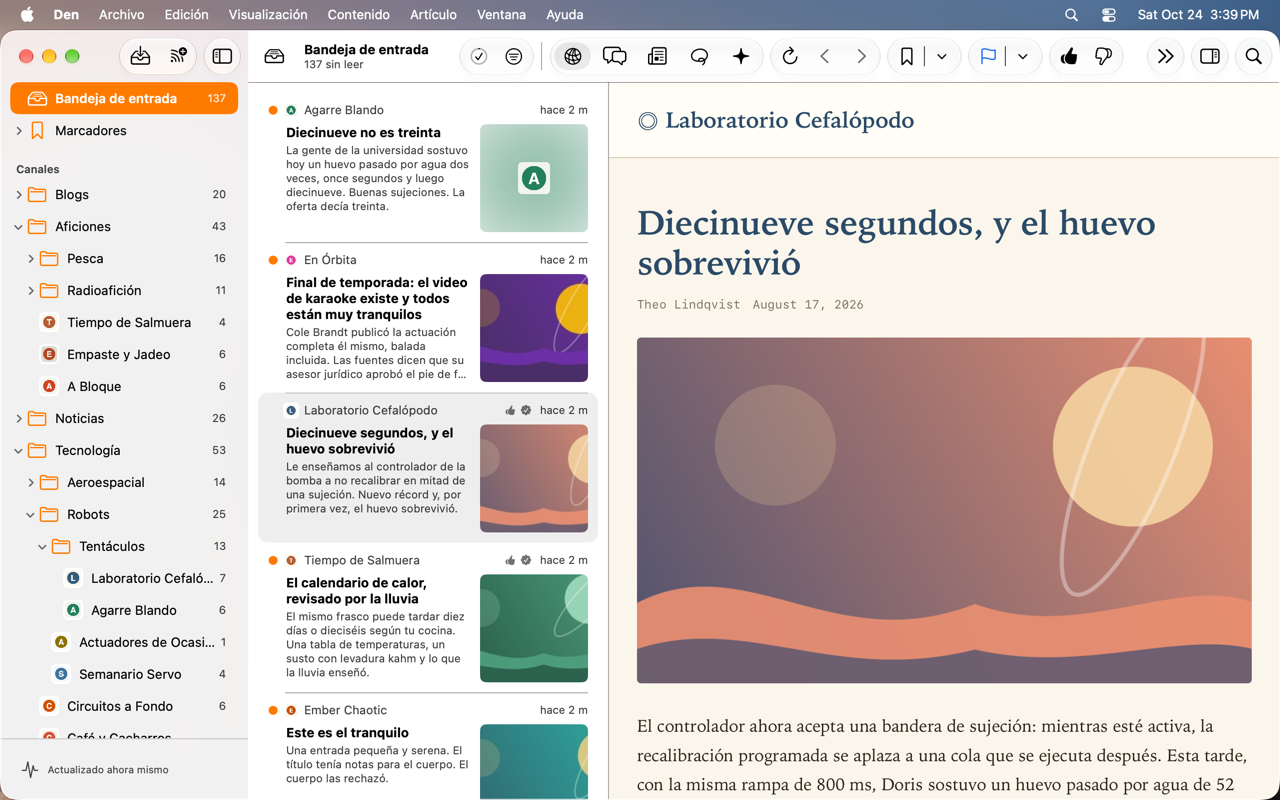 Captura de pantalla de Den en la Mac