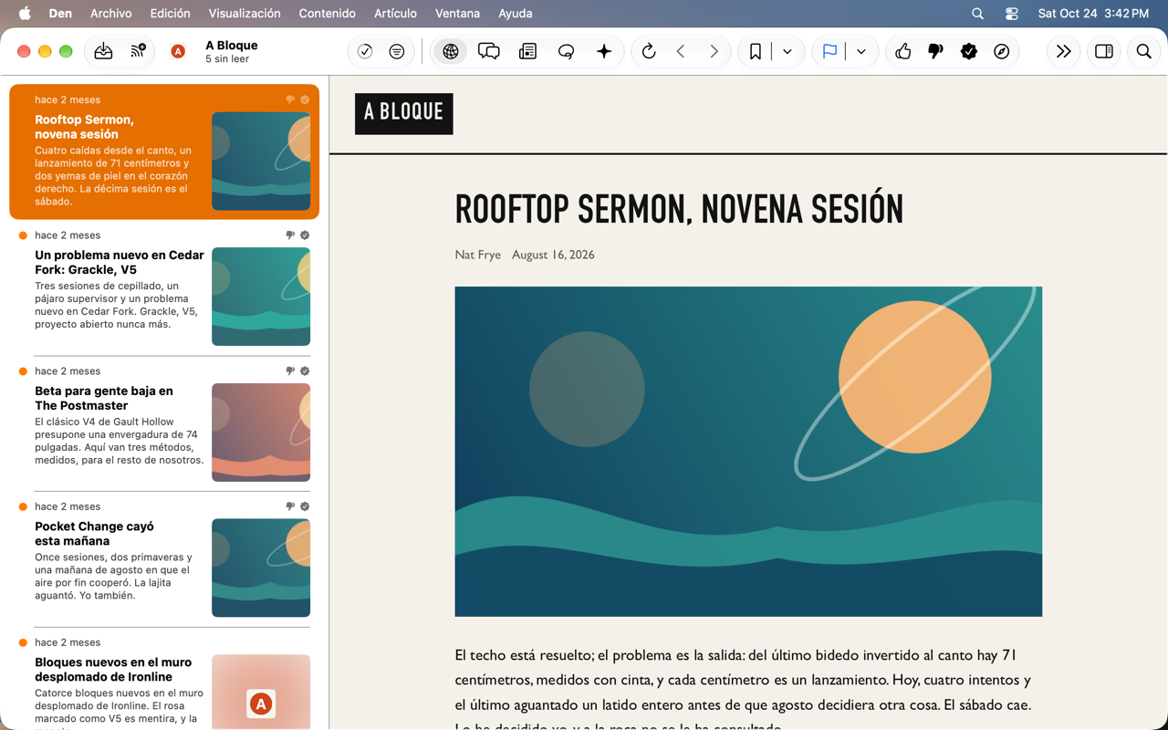 Modo de visor web con la barra lateral y el inspector ocultos.