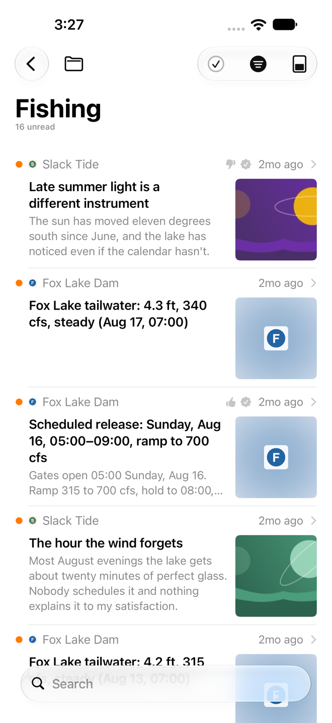 Inbox with medium previews.