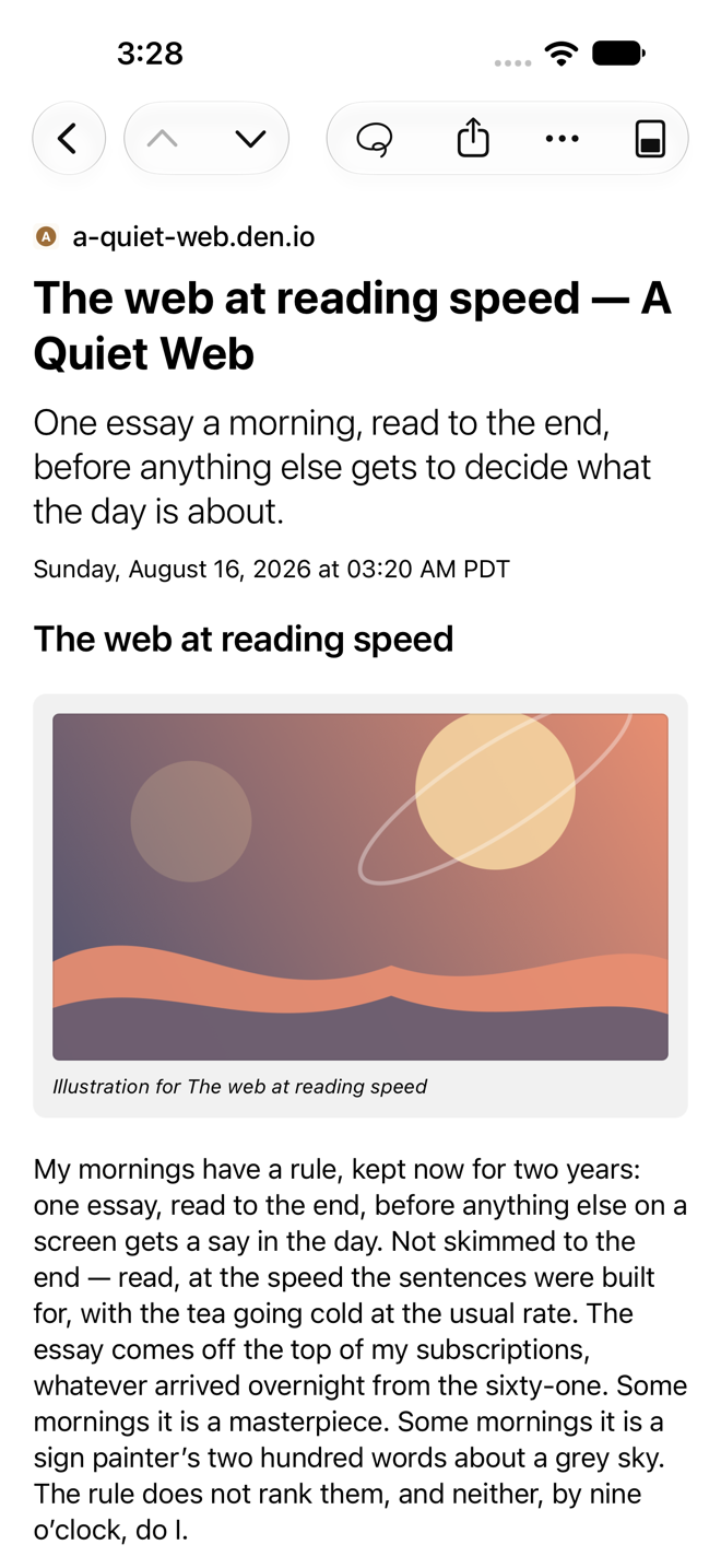Reader viewer mode filling the screen.