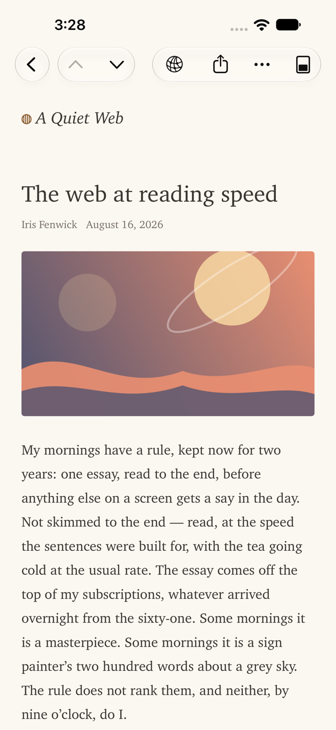 Web viewer mode filling the screen.