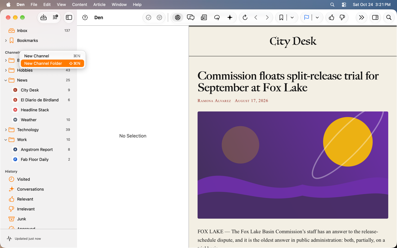 Sidebar context menu with New Folder highlighted.