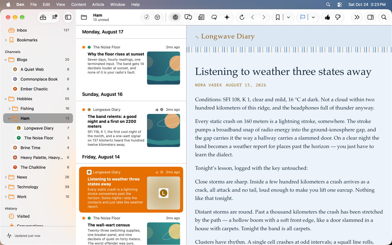 Content column with medium previews