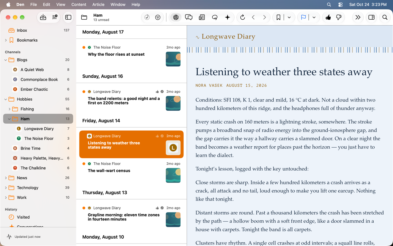 Content column with small previews