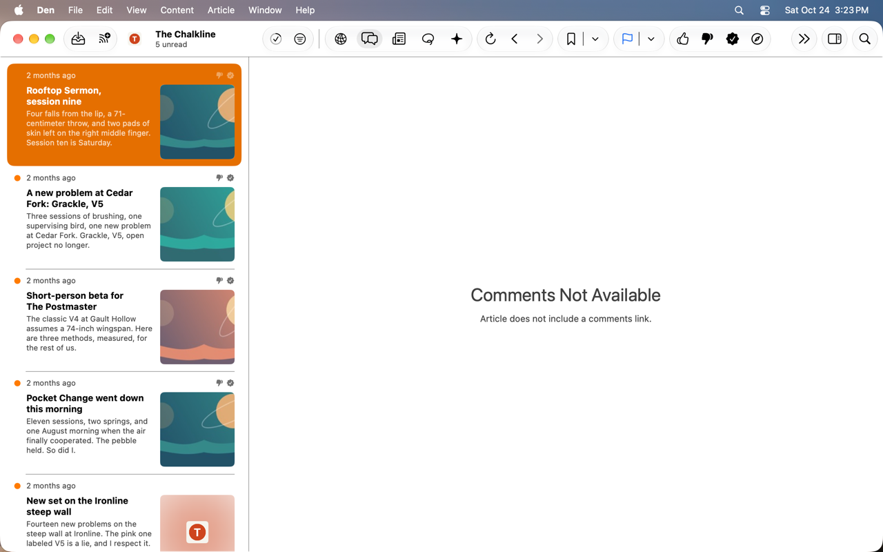 Comments viewer mode with sidebar and inspector hidden.