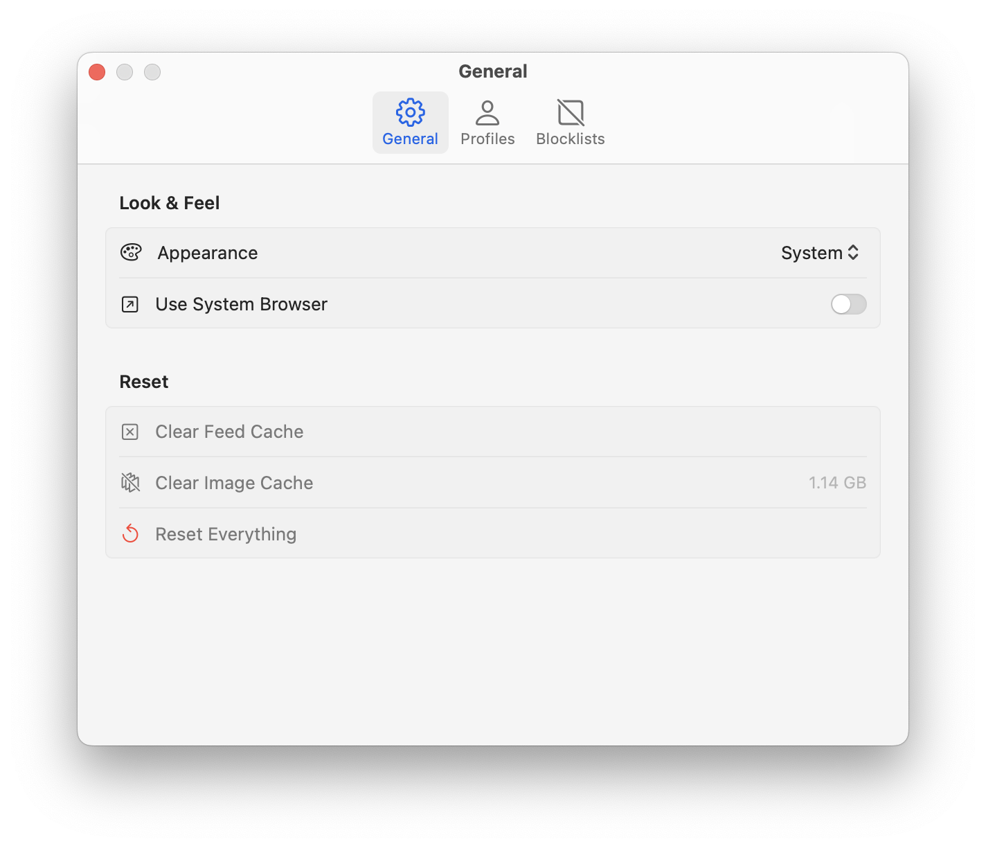 Mac settings general tab