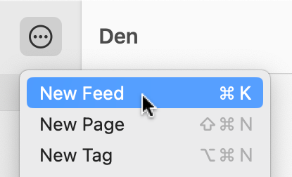 New Feed menu button