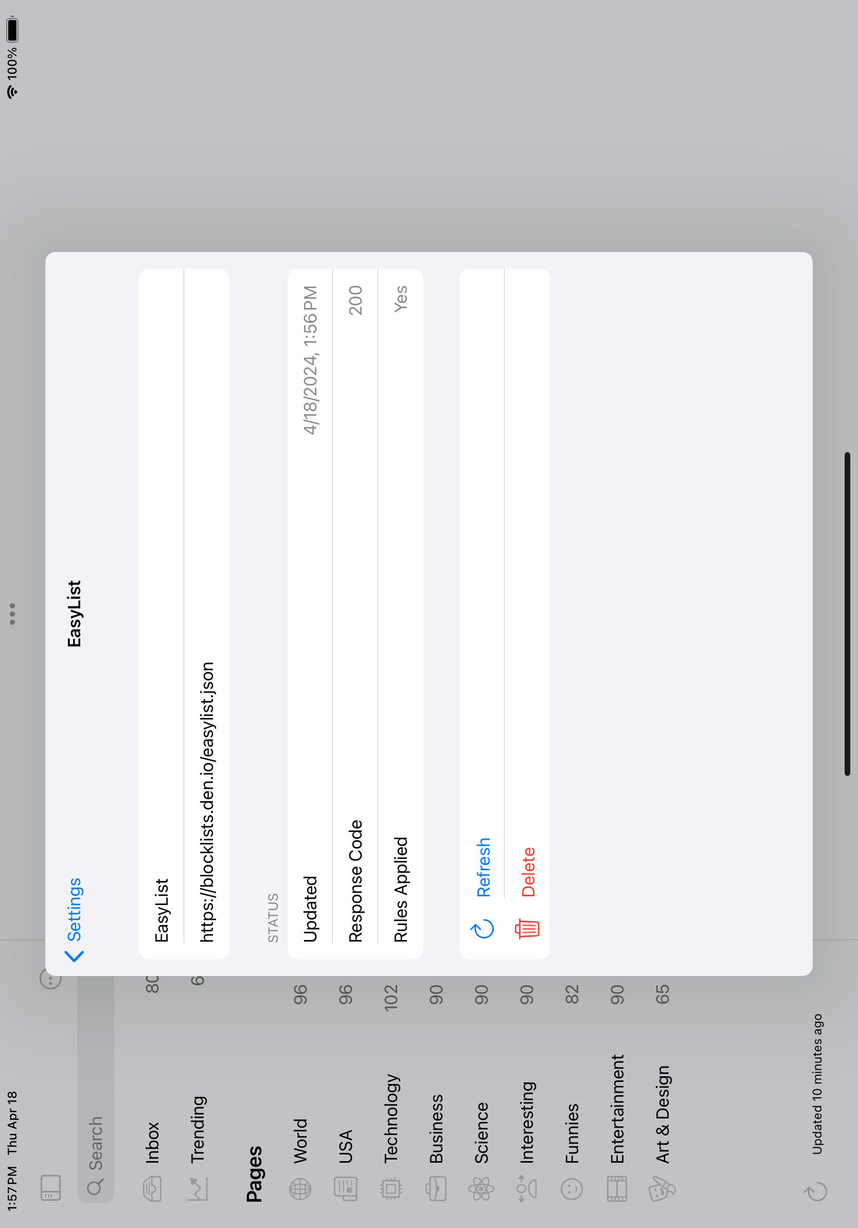 iPad Blocklist Settings Screenshot