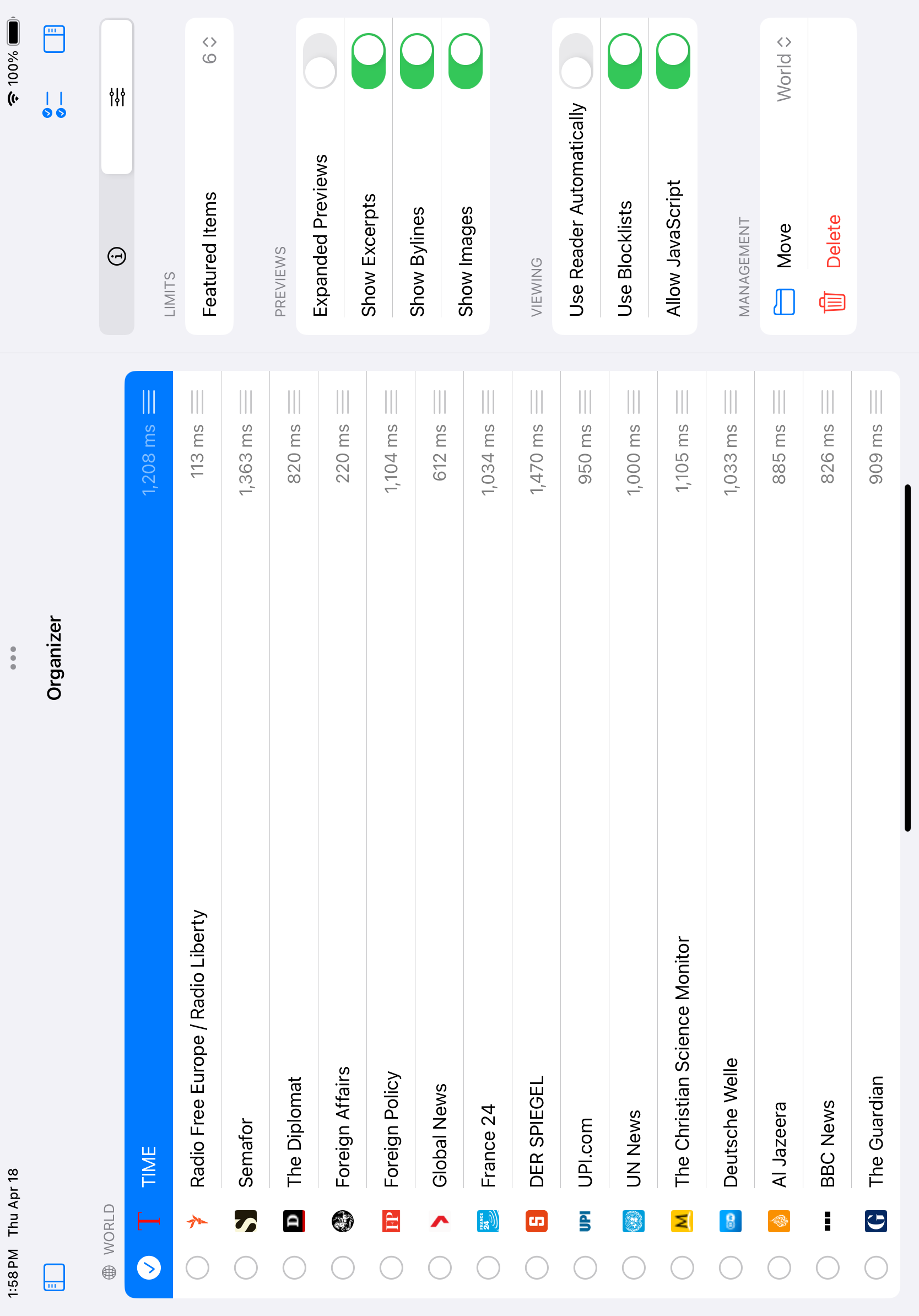 iPad Organizer Config Screenshot
