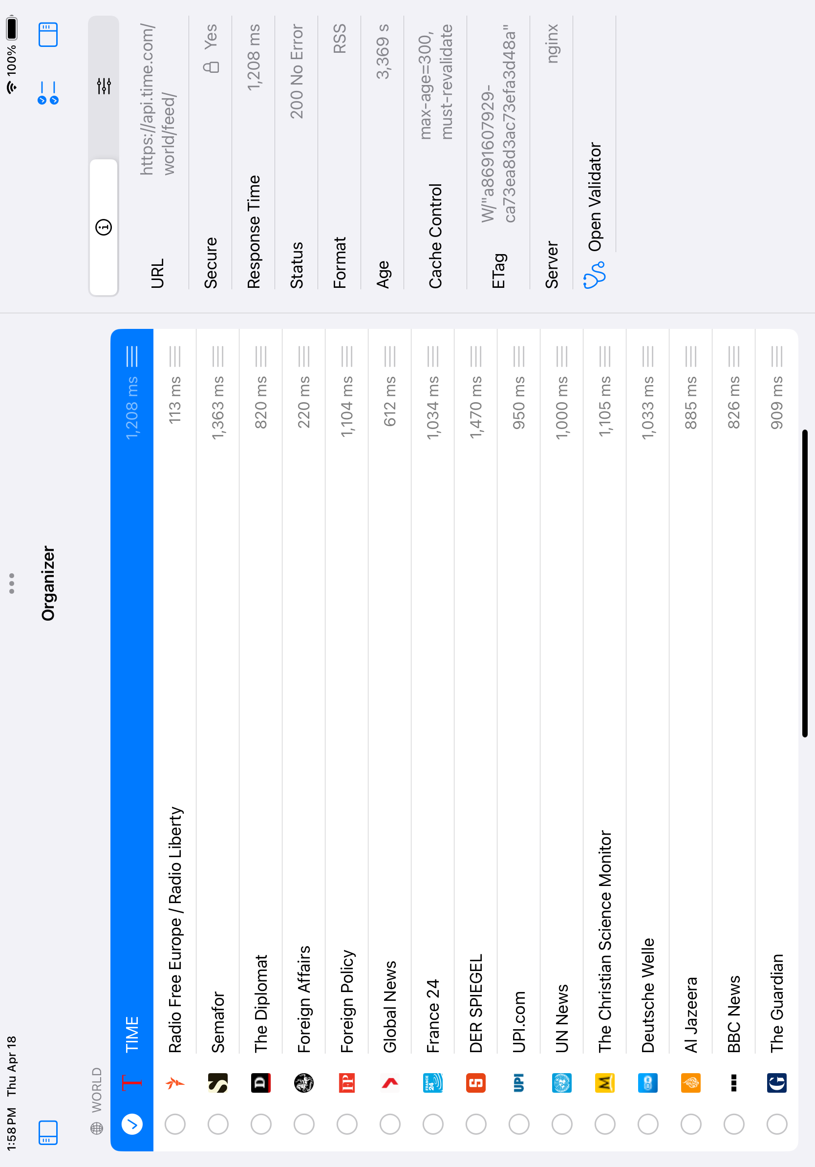 iPad Organizer Info Screenshot