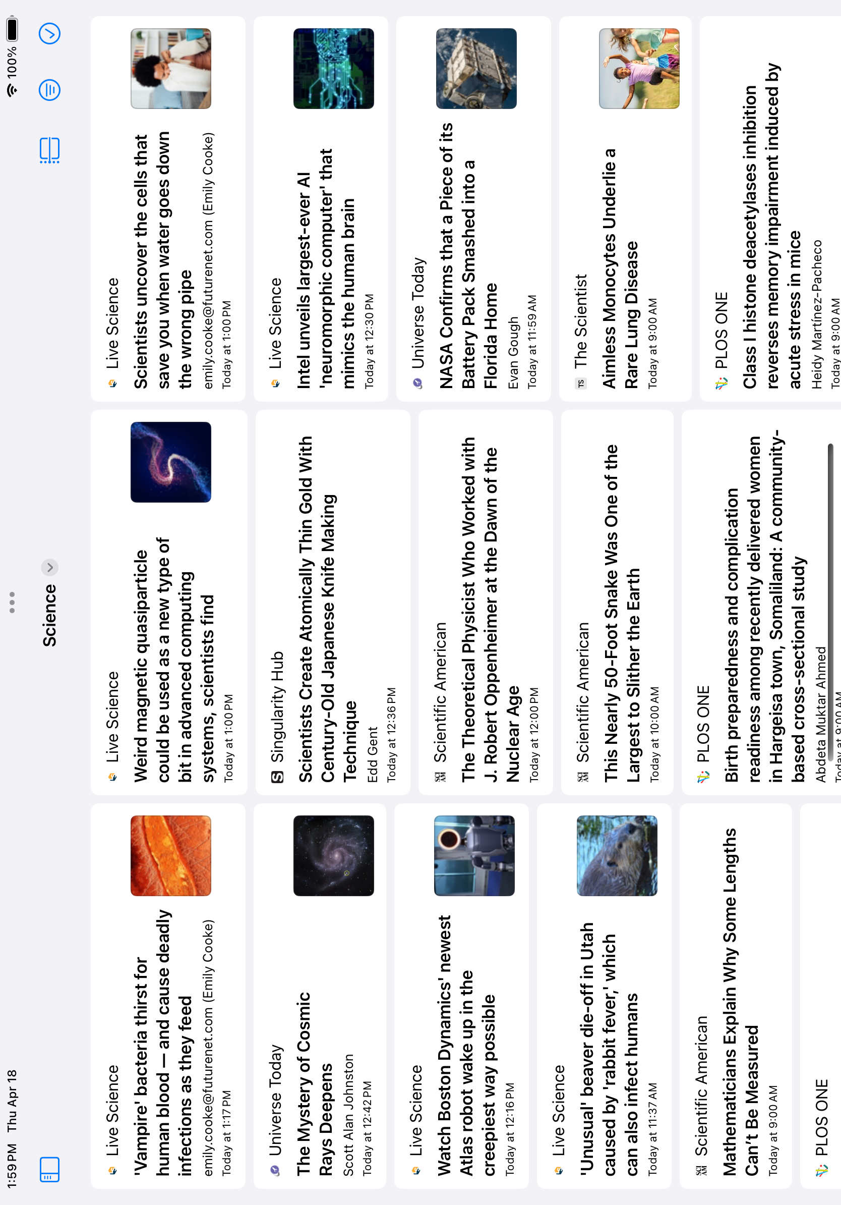 iPad Timeline Page Layout Screenshot