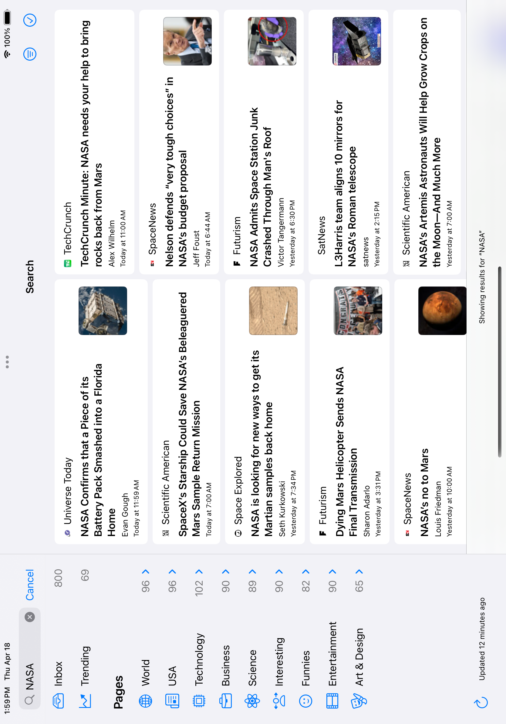 iPad Search View Screenshot