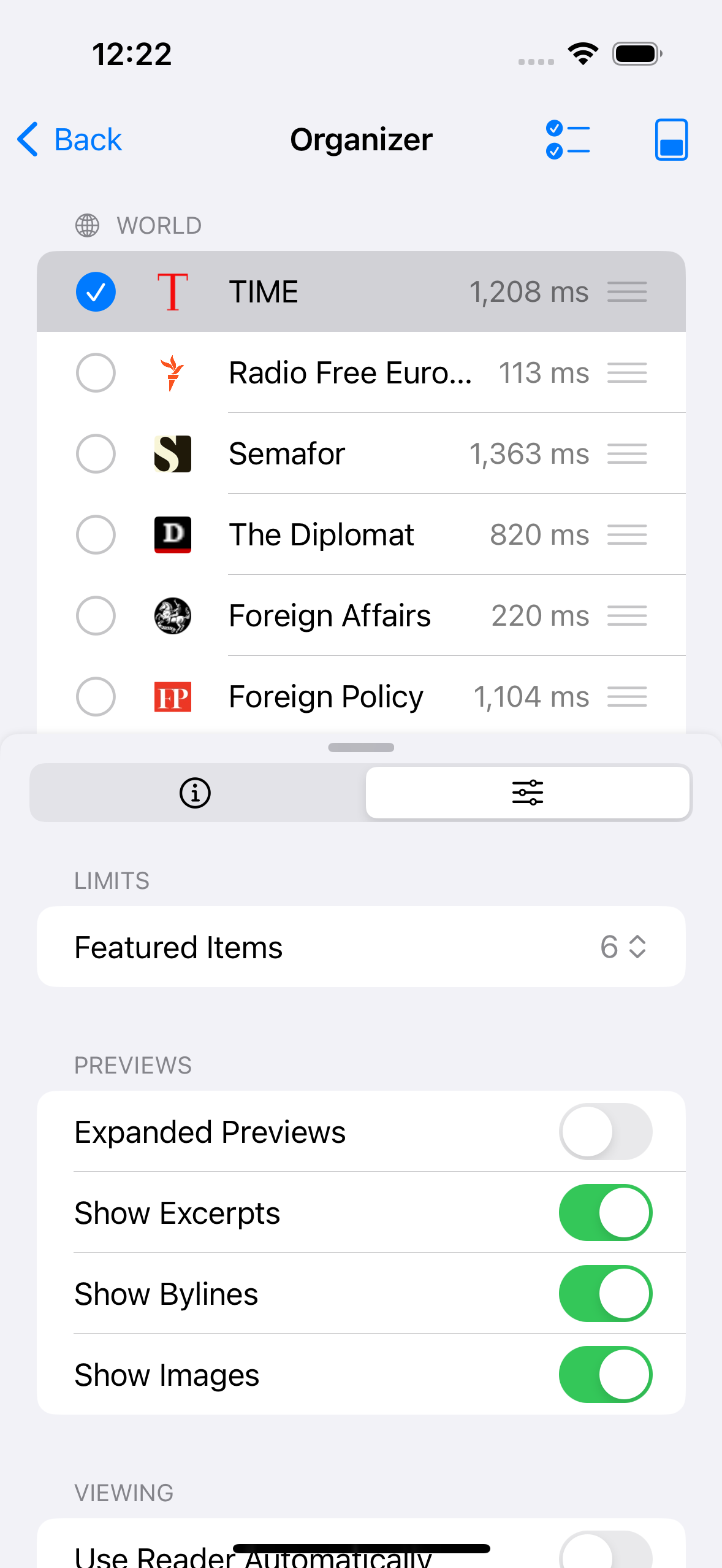 iPhone Organizer Config Screenshot
