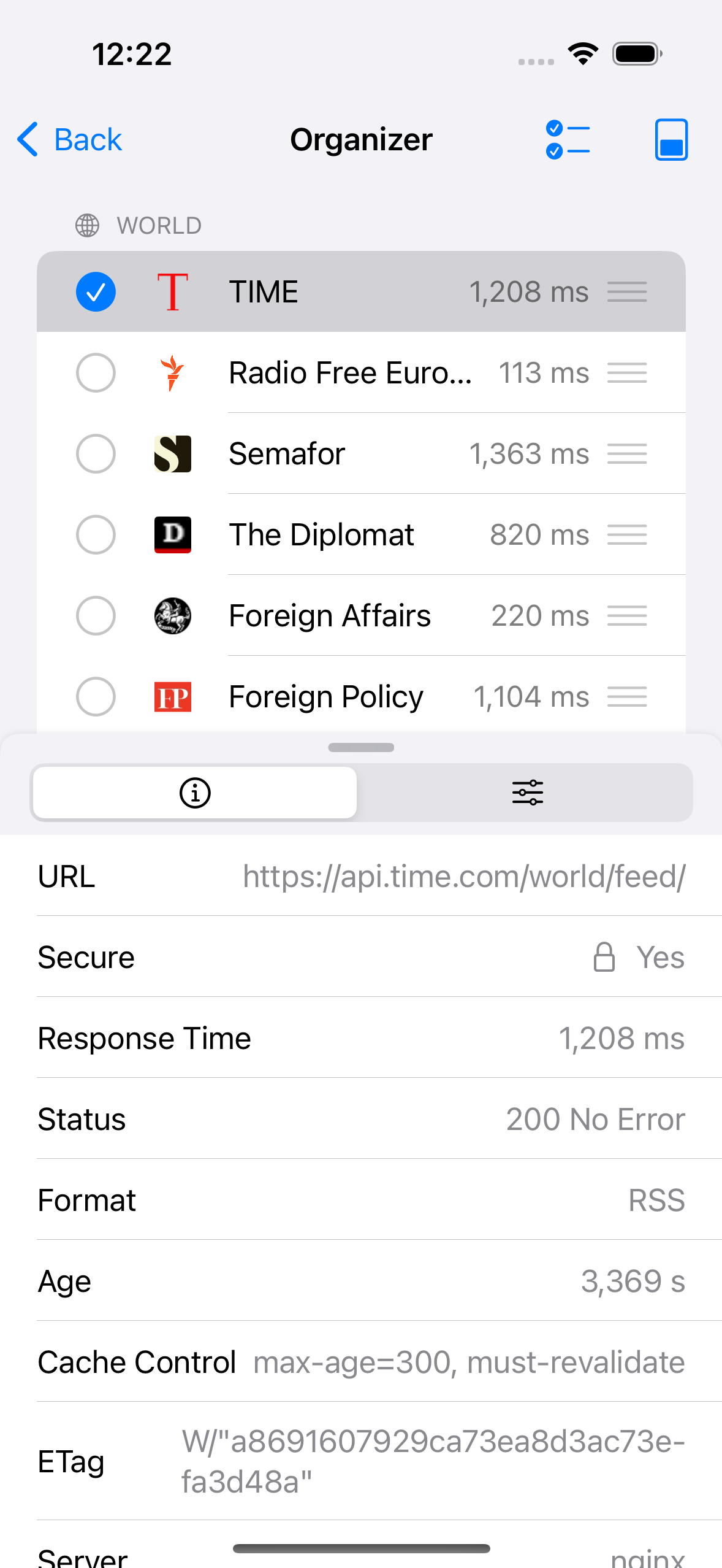 iPhone Organizer Info Screenshot